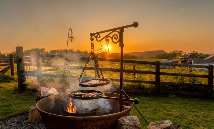 Large Fire pit with stunning views.